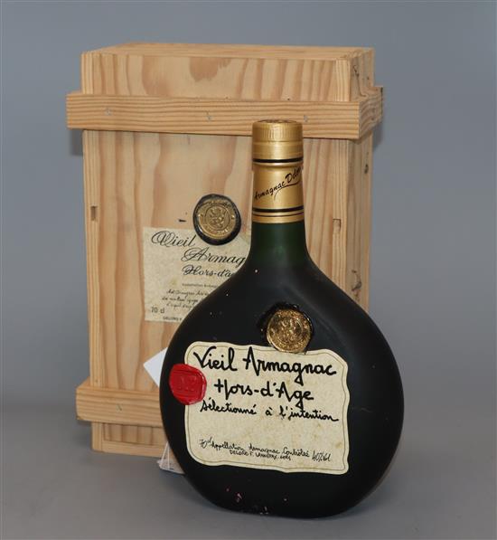 A bottle of Vieil Armagnac, in wooden box